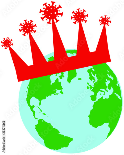 Coronavirus infects all people on earth, the crown is dressed on planet earth. Deadly virus