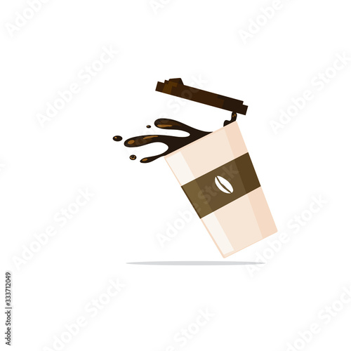 Spilled Coffee splash from paper cup vector illustration solated