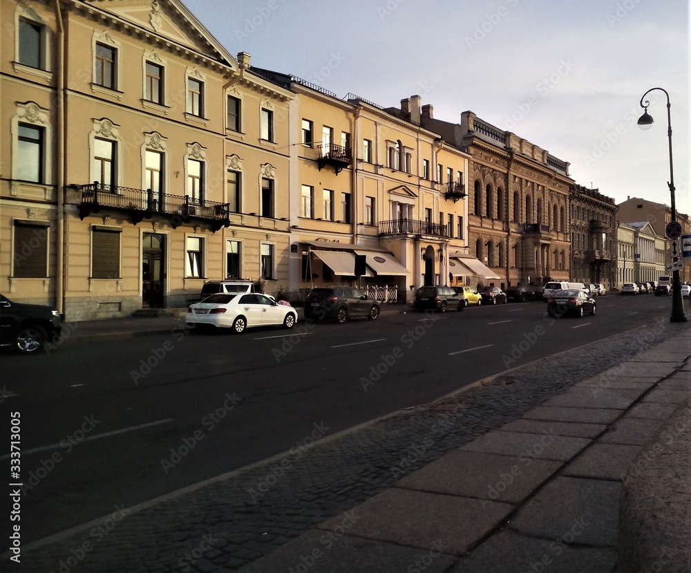 View of summer street in Saint-Petersburg