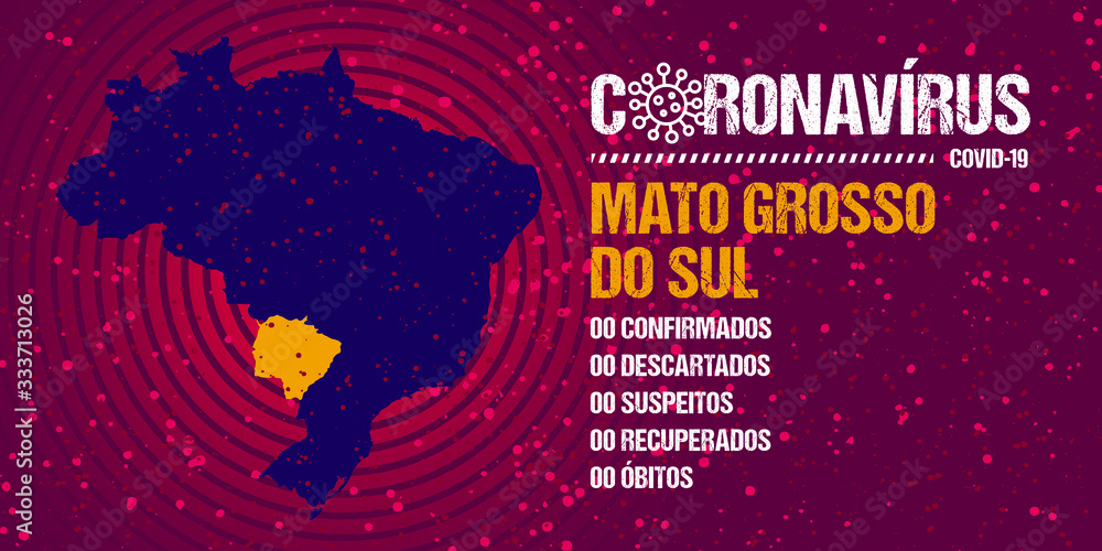 Infographics for epidemic progression in the state of Mato Grosso do Sul, Brazil. Text in brazilian portuguese saying  