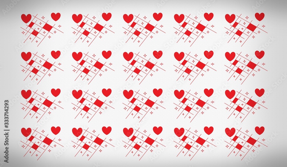 Digitally Created Pattern With Heart Shape On White Background