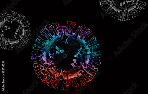 Coronavirus black-green design background, 3d rendering