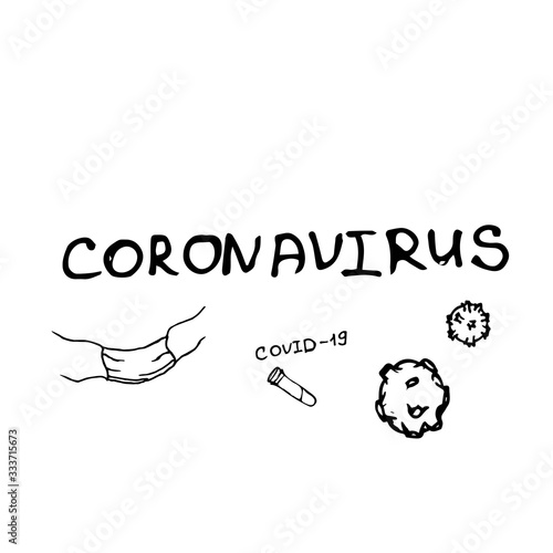 Coronavirus logo with tipical elements set