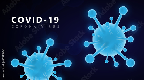 blue coronavirus COVID-2019 futuristic background. COVID-19 spread around the world. 3D models of coronavirus bacteria. Vector illustration covid-19 infographic background