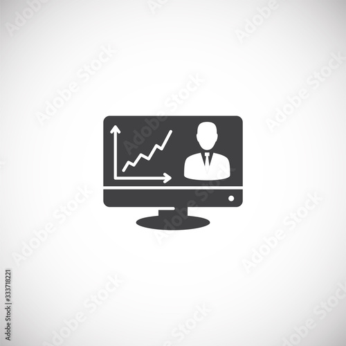 Businessman and computer related icon on background for graphic and web design. Creative illustration concept symbol for web or mobile app