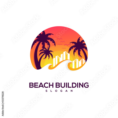 beach building logo design vector abstract illustrator