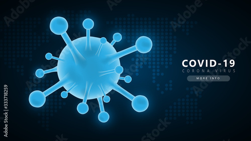 blue coronavirus COVID-2019 futuristic background. blue coronavirus COVID-2019 futuristic background. COVID-19 spread around the world. 3D models of coronavirus bacteria. Vector illustration covid-19 