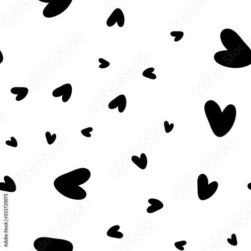 Black hearts silhouettes cute trendy seamless pattern. Applicable for paper or textile print, web and other backgrounds, Saint Valentine's day concepts, etc.