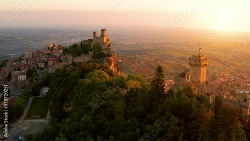 Wallpaper Mural Flying over the amazing hilltop fortresses on Monte Titano in San Marino. San Marino one of the smallest countries in the world and completely surrounded by Italy. Torontodigital.ca