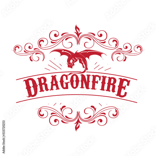 Emblem design letter dragon fire with color red