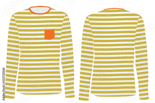 White and beige striped long sleeve t shirt. vector