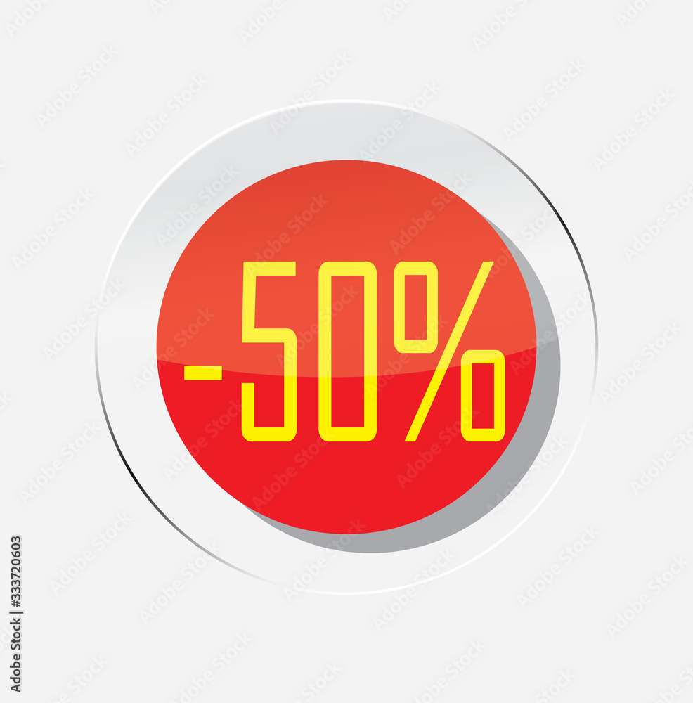 Red circle icon discounts up to 50% with a white background Red circle icon discounts up to 50% with a white background