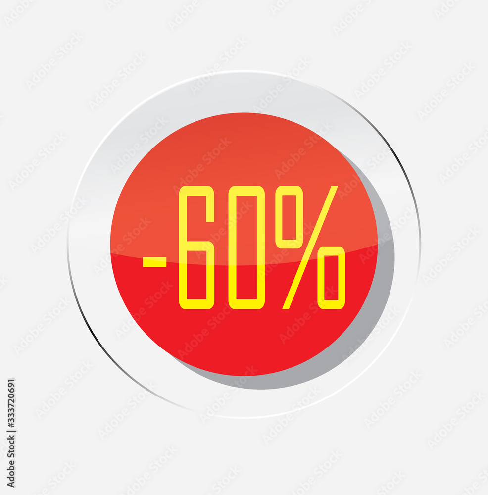 Red circle icon discounts up to 60% with white background Red circle icon discounts up to 60% with white background