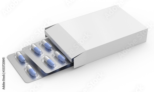 Obraz na plátně Blue pill blister pack mockup
