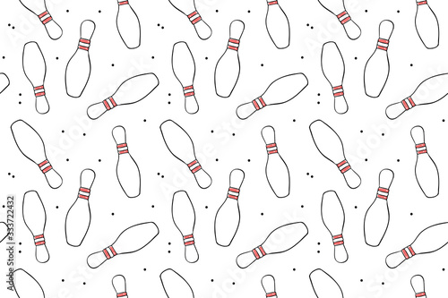Fototapeta Illustration seamless pattern of skittle for bowling.