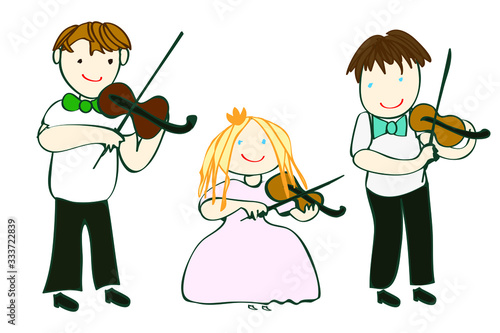 little violinists plays the violin, vector, illustration, music lessons, isolate