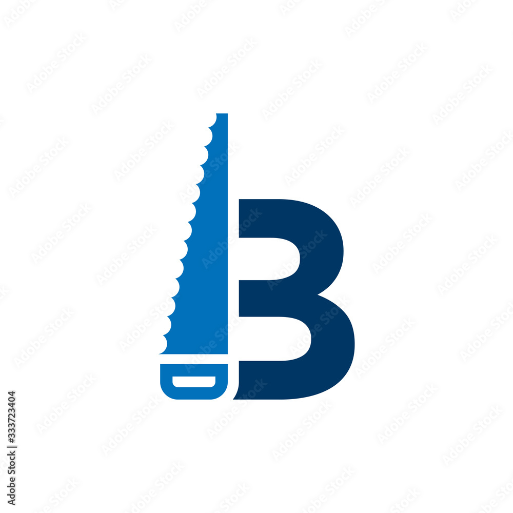 Letter B Saw Logo Construction. Renovation and Repairs Vector Design