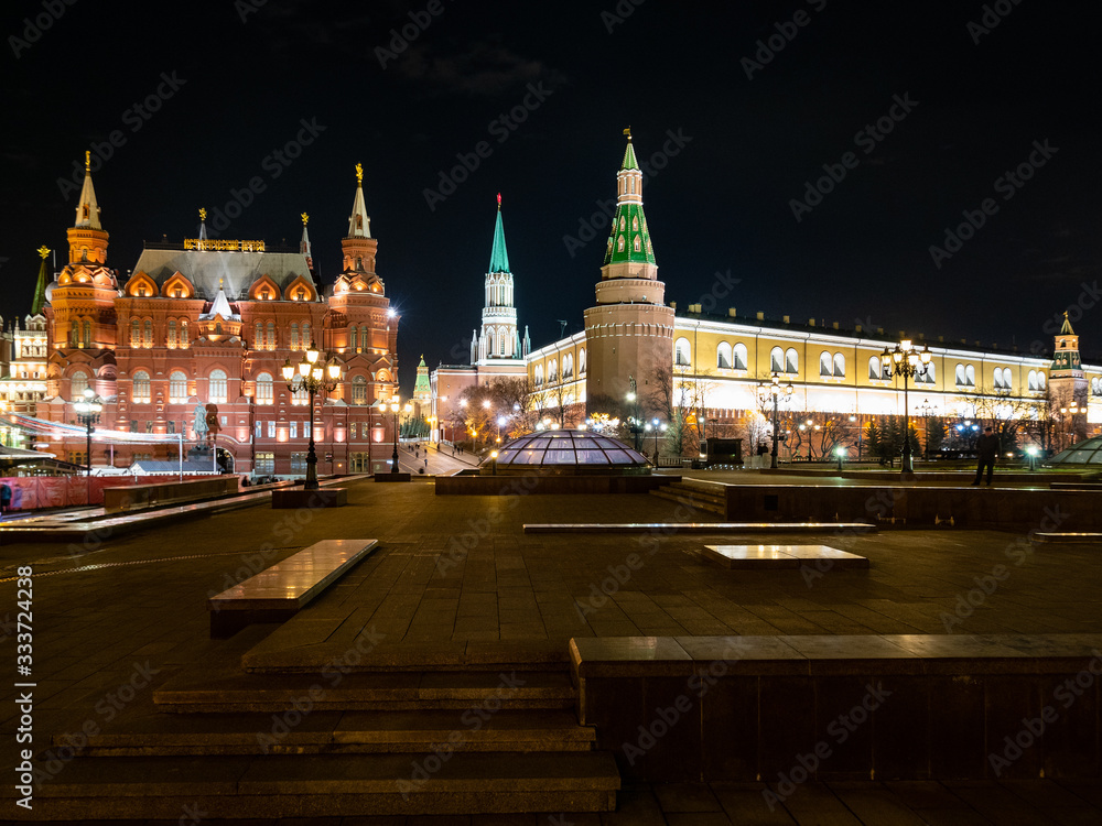 Manezhnaya Square, Kremlin and museum in Moscow