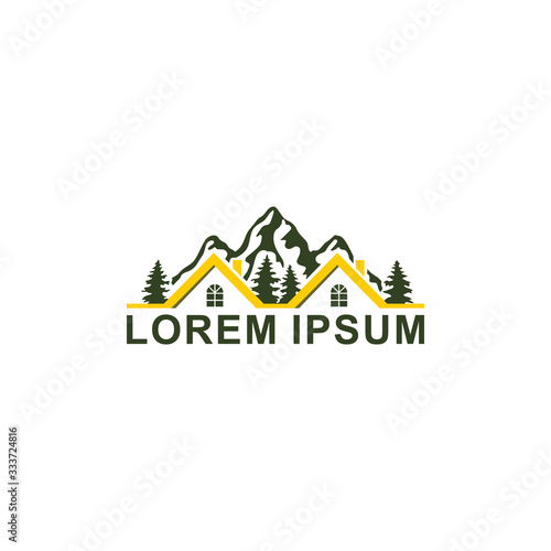 home and mountain logo template design vector modern