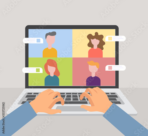 Smart working and video conference, vector illustration