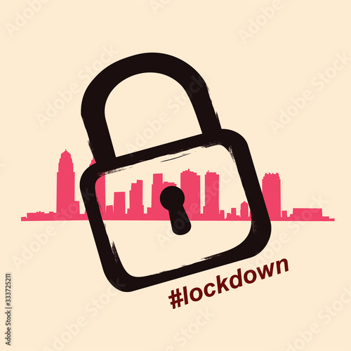 illustration vector eps print abstract hand draw stay at home for stopping corona virus with scandinavian nordic design style 