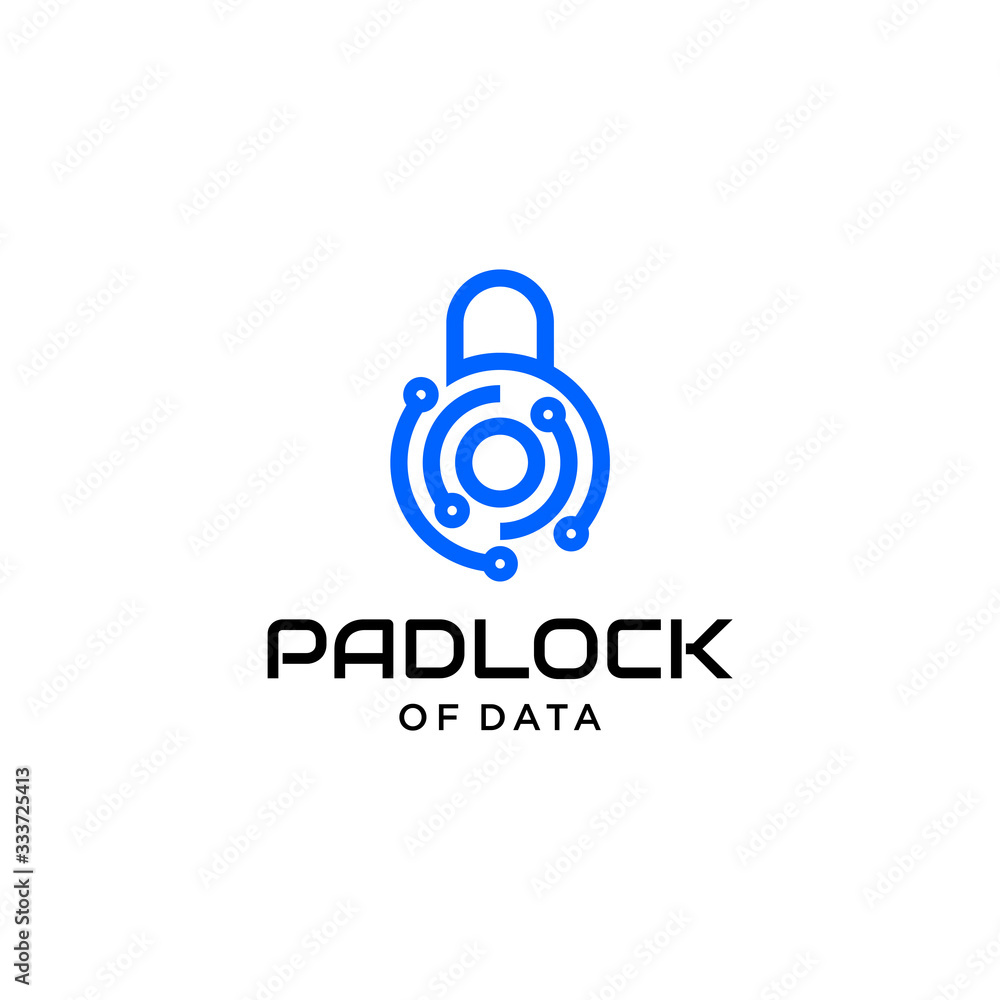 Obraz premium Modern line logo design of security system and padlock with clean background - EPS10 - Vector.