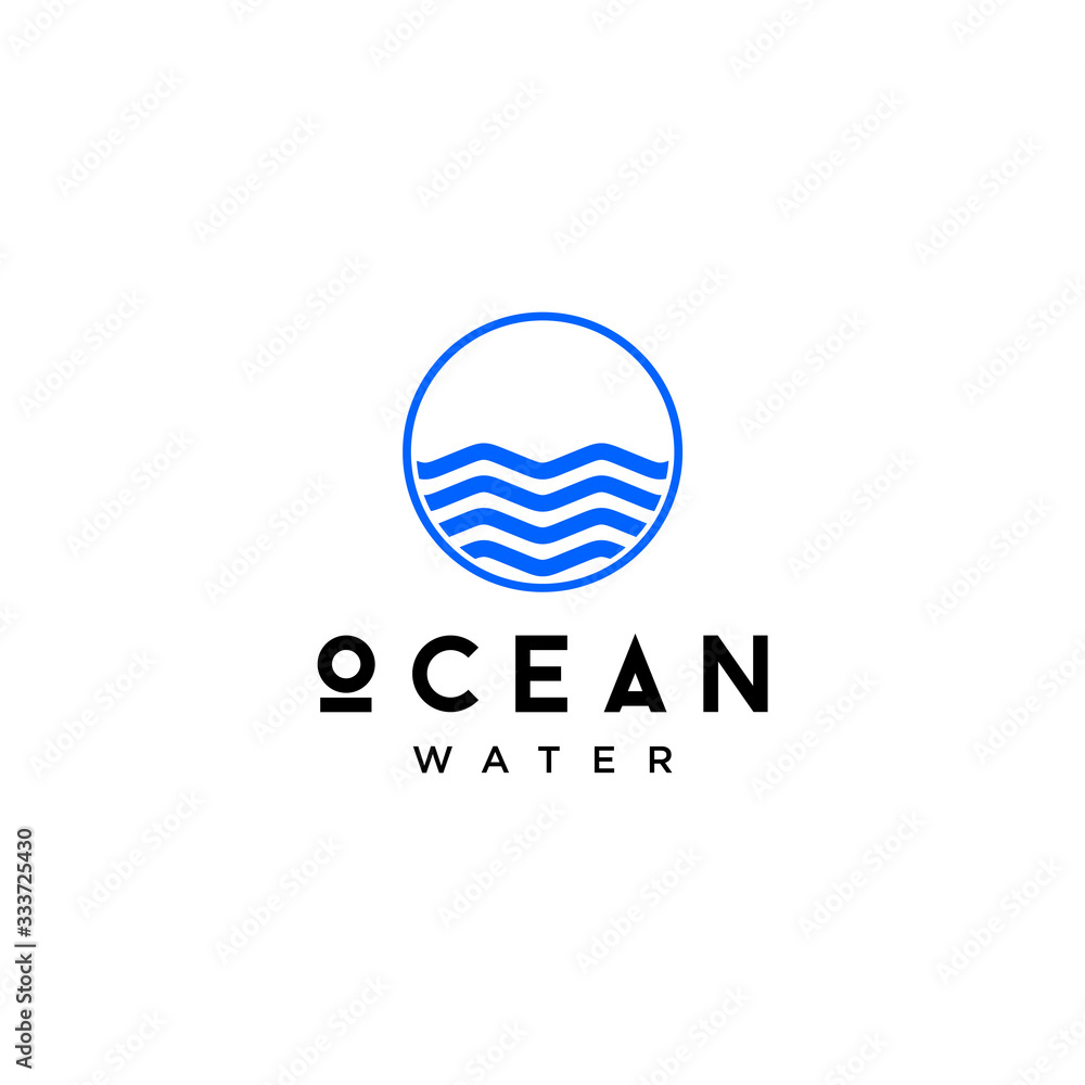 Clean line logo design of circle and ocean with clean background - EPS10 - Vector. Clean line logo design of circle and ocean with clean background - EPS10 - Vector.