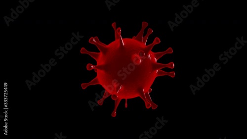 Red virus isolated on alpha channel, seamless looping, 4K. Coronavirus concept