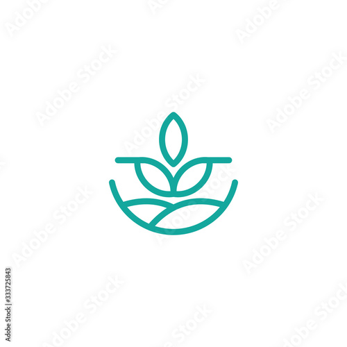 Vector logo design template and emblem made with leaves and flower - badge for yoga studios, holistic medicine centers, natural cosmetics, handcrafted jewelry and organic food products