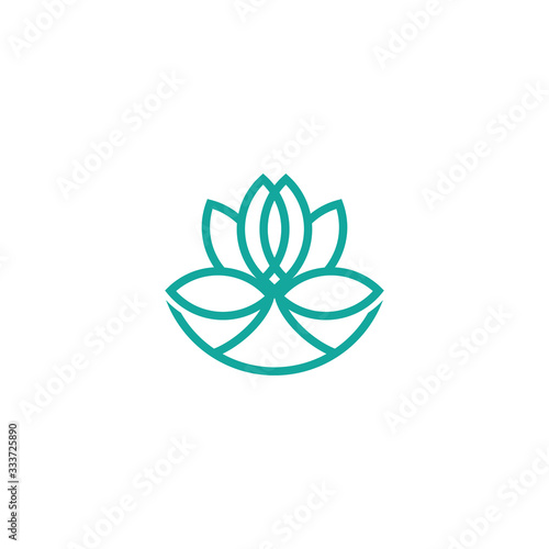 Vector logo design template and emblem made with leaves and flower - badge for yoga studios, holistic medicine centers, natural cosmetics, handcrafted jewelry and organic food products