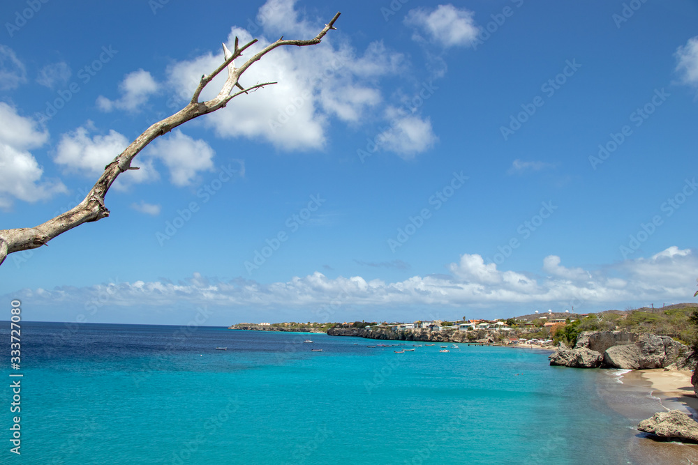 View to Playa Forti beach on the island of Curacao