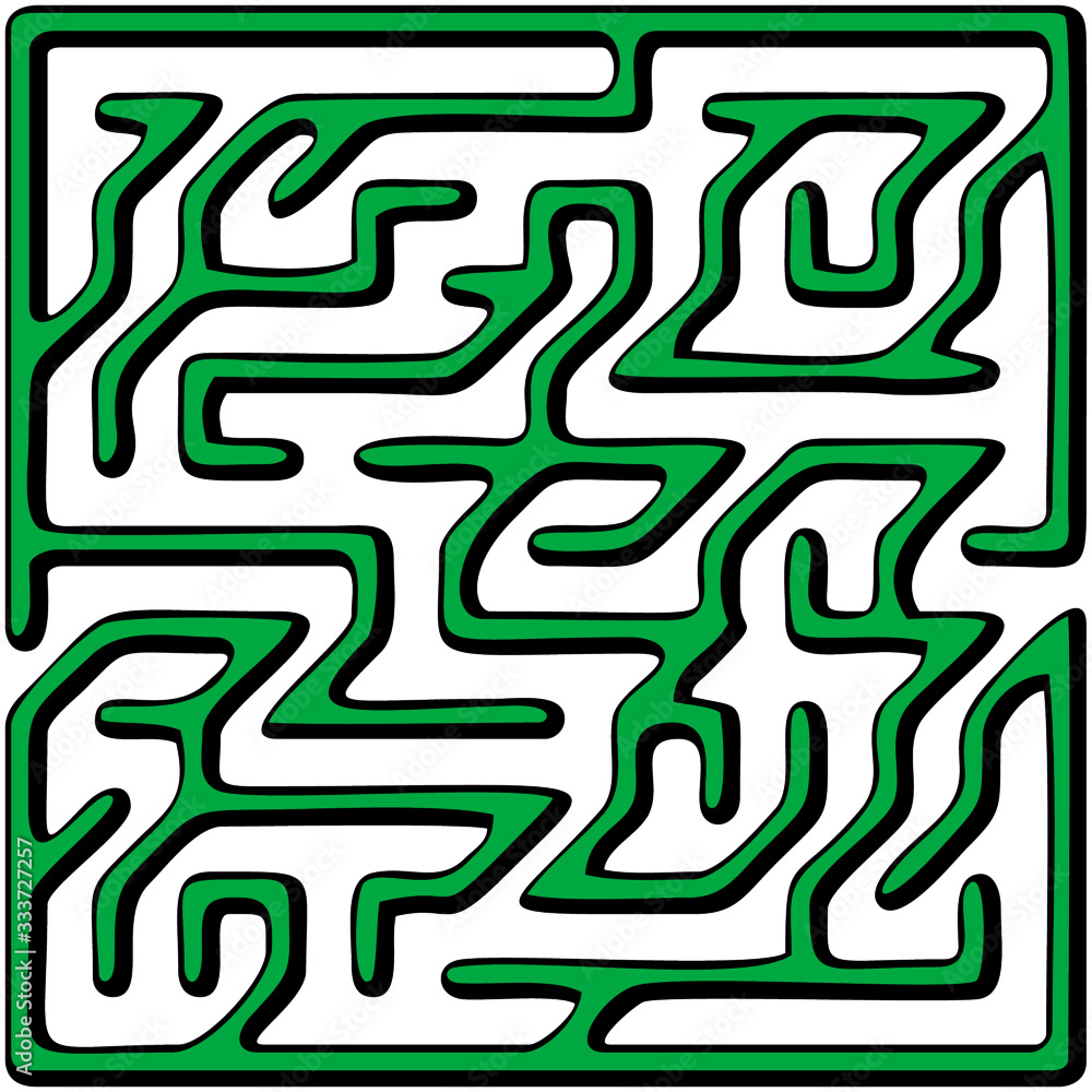 Green square maze(12x12) on a white background