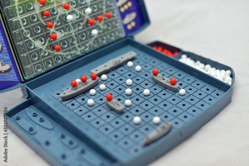 Blue Battle Ship Board Game with some Ships Sunk Blue Battle Ship Board Game with some Ships Sunk