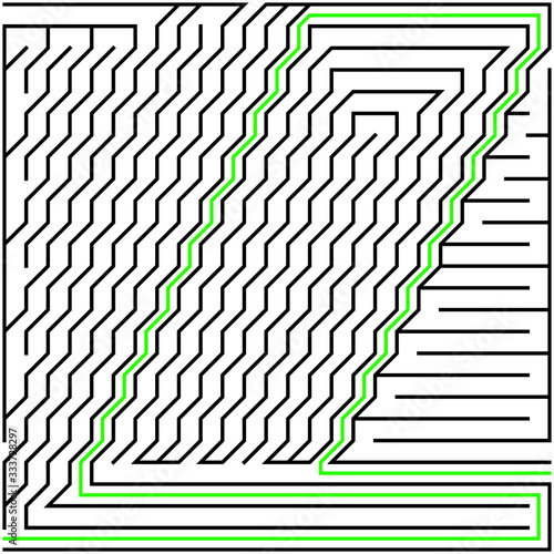Black square maze(25x25) with help on a white background