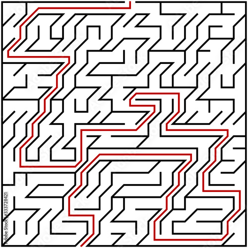 Black square maze(20x20) with help on a white background