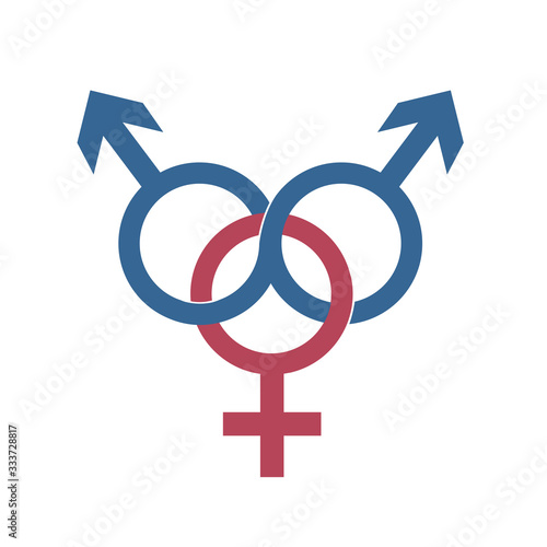 cheat partner relationship and fraud two male and one female symbol vector illustration EPS10