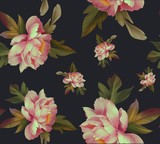 Seamless pattern with flowers on dark background