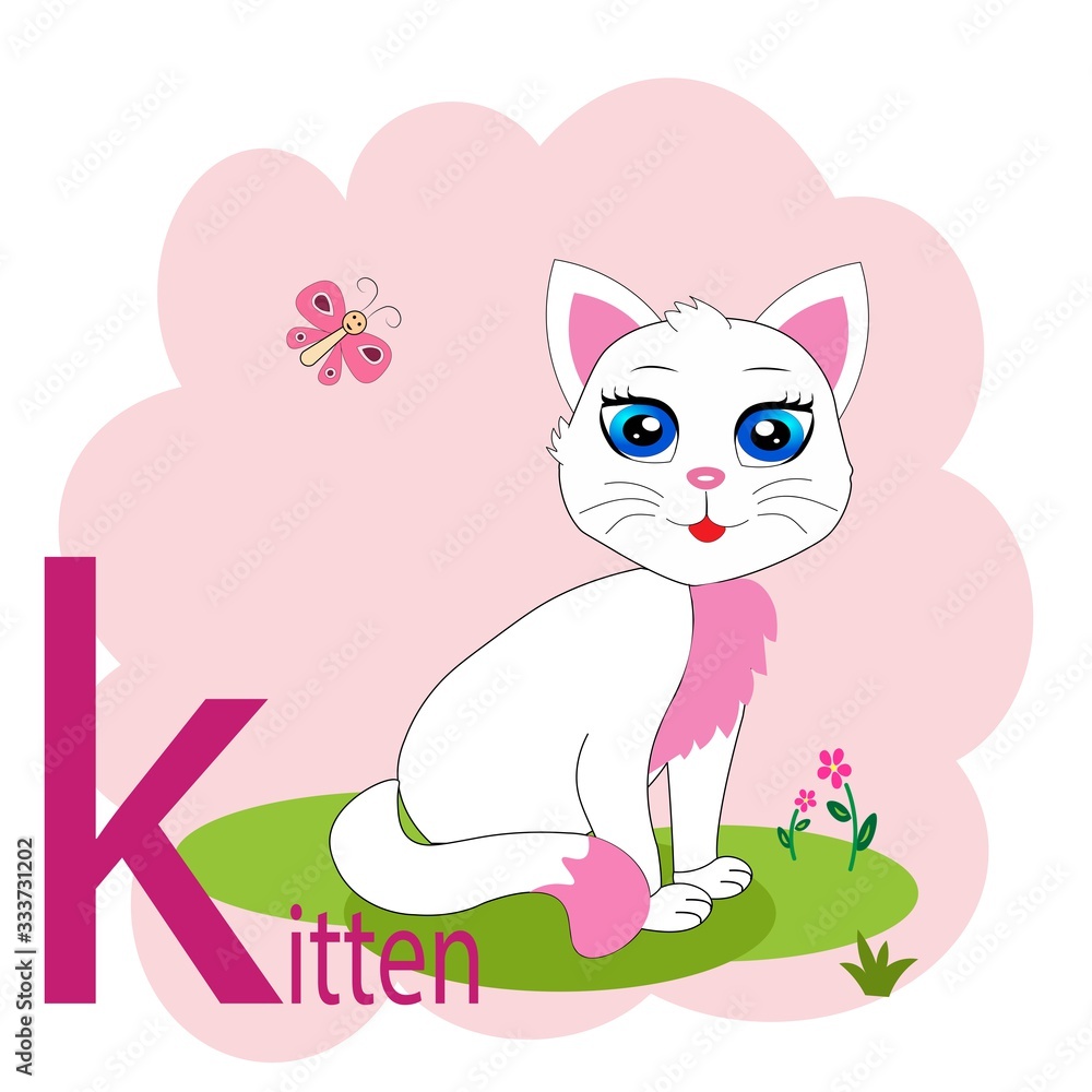 K word for kitten animal alphabet illustration K word for kitten animal alphabet illustration