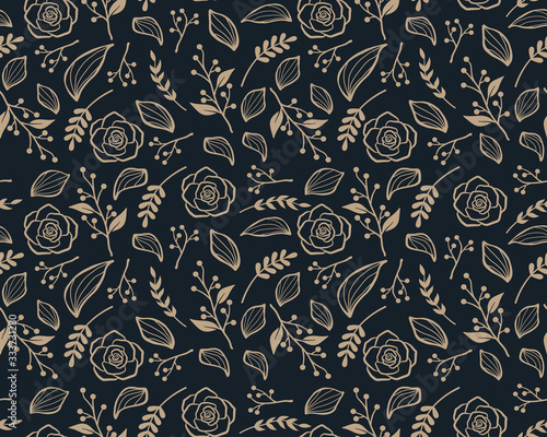 seamless pattern background with floral rose vector design