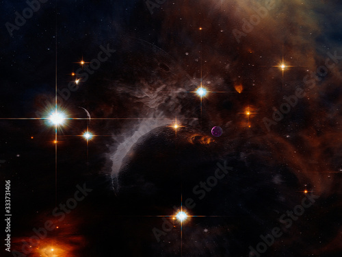 Fantasy Outer Space Planets and Stars Poster