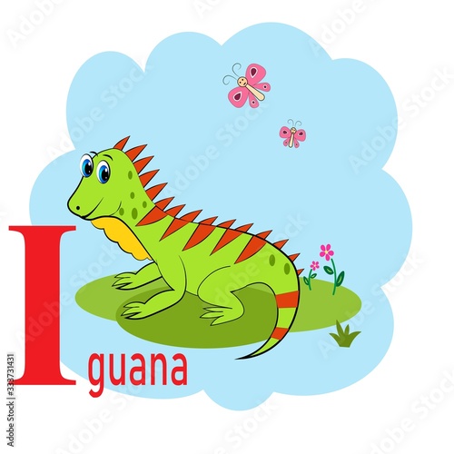 I word for iguana animal alphabet illustration 