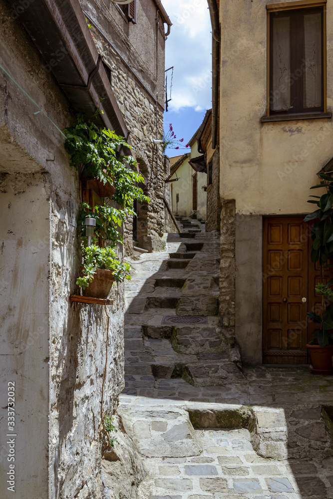 Fototapeta premium Ulica starego średniowiecznego miasta we Włoszech