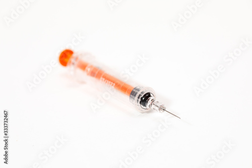 syringe for injection on a white background