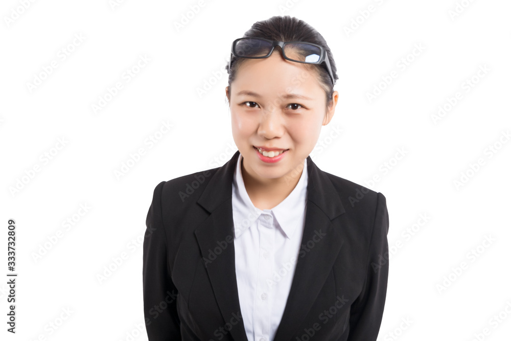 Modern business woman in the office with copy space Modern business woman in the office with copy space