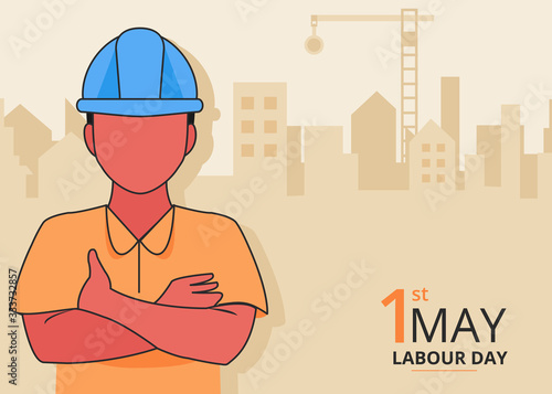 1st may - Happy labour day background with architect