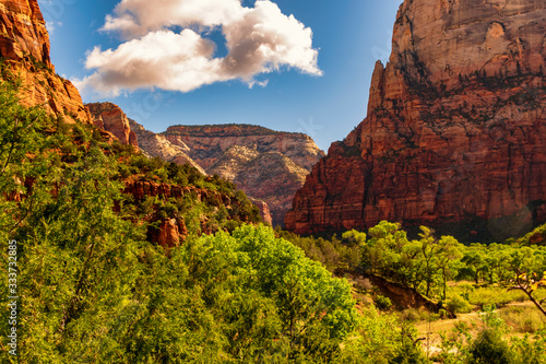 Panoramic view of Zion Canyon seen from the Emerald Pools Trail, Zion National Park, Utah, USA