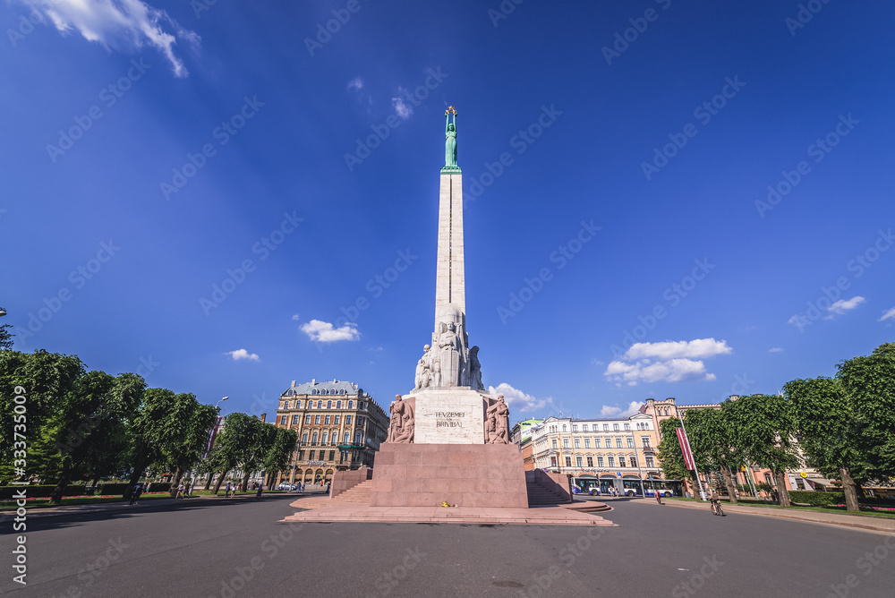 Monument of Freedom in Riga, symbol of independence and sovereignty of Latvia