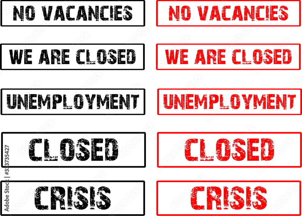 unemployment and crisis stamp and inscription unemployment and crisis stamp and inscription