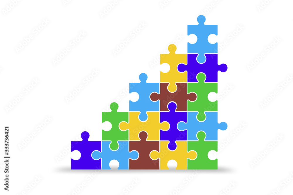 Growth chart made of jigsaw puzzle pieces - 3d rendering Growth chart made of jigsaw puzzle pieces - 3d rendering
