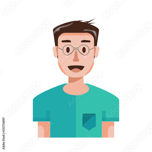 A man who look smart and friendly. This person isolated on white background.